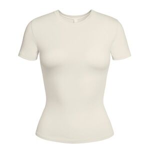 SKIMS Cream Fitted Short Sleeve Tee
